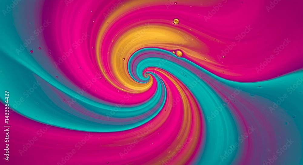 Obraz premium A mesmerizing abstract composition of flowing, intertwining shapes in bright, vivid colors like turquoise, magenta, and gold, soft gradients blending into each other, creating a dreamlike.