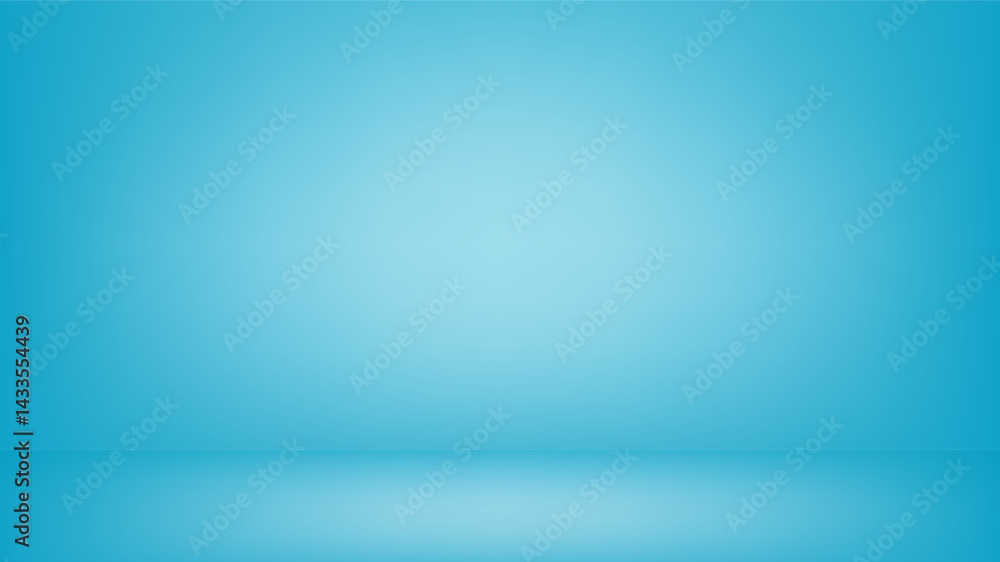 Light blue studio background with light spot in the center. Empty 3D room with monochrome wall and floor, color gradient. Vector horizontal banner back for product presentation, HD template. Light blue studio background with light spot in the center. Empty 3D room with monochrome wall and floor, color gradient. Vector horizontal banner back for product presentation, HD template.