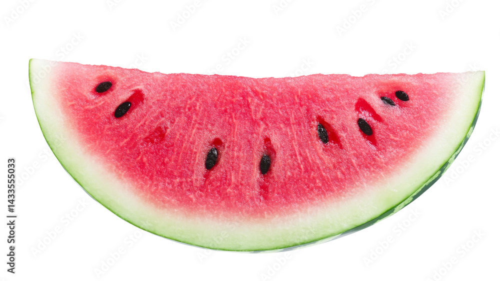 Ripe red watermelon slice isolated on transparent background Ripe red watermelon slice isolated on transparent background