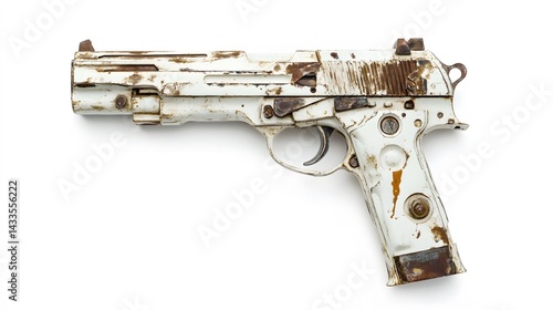 Obraz na płótnie Rusty White Handgun with Isolated. w salonie