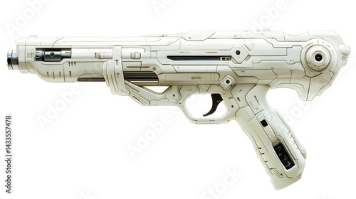 Obraz na płótnie Futuristic White Gun with SciFi Weapon. w salonie