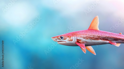 Colorful Pink Shark In Blurry Ocean Background