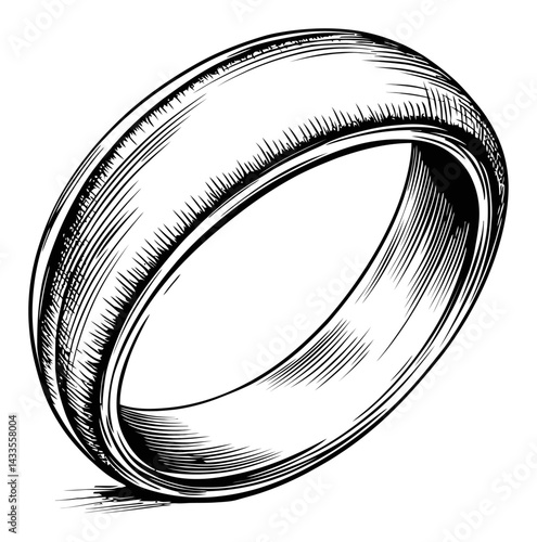Detailed Hand-Drawn Illustration of a Simple Ring Design