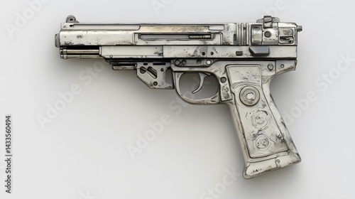 Obraz na płótnie Weathered SciFi Pistol with White Background. (1) w salonie