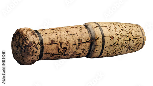 Cracked champagne cork macro, vintage wine stopper texture closeup