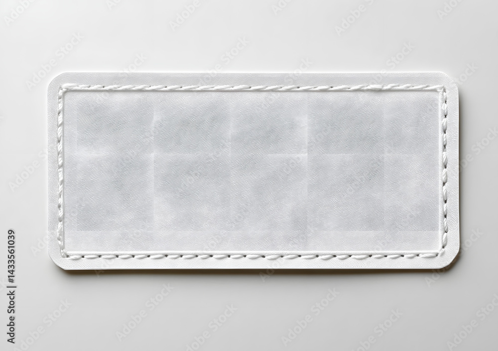 custom made wallpaper toronto digitalBlank White Rectangular Label with Stitched Border on White Background Text Space.