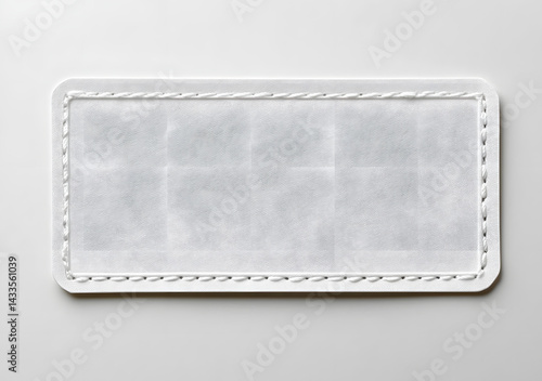 Wallpaper Mural Blank White Rectangular Label with Stitched Border on White Background Text Space. Torontodigital.ca