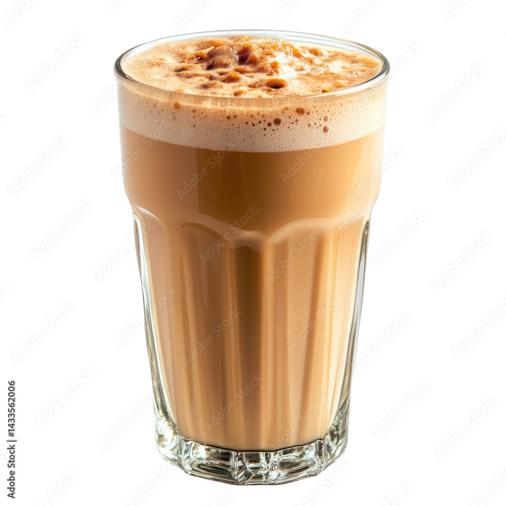 Creamy Iced Coffee in a Glass with Foam Topping, Perfect for Refreshing Summer Days on transparent background Creamy Iced Coffee in a Glass with Foam Topping, Perfect for Refreshing Summer Days on transparent background