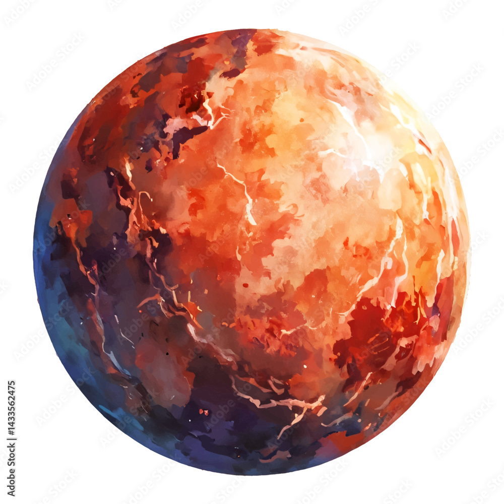 Abstract Mars Like Planet Isolated Hand Drawn Watercolor Painting Illustration Artistic Sphere Abstract Mars Like Planet Isolated Hand Drawn Watercolor Painting Illustration Artistic Sphere