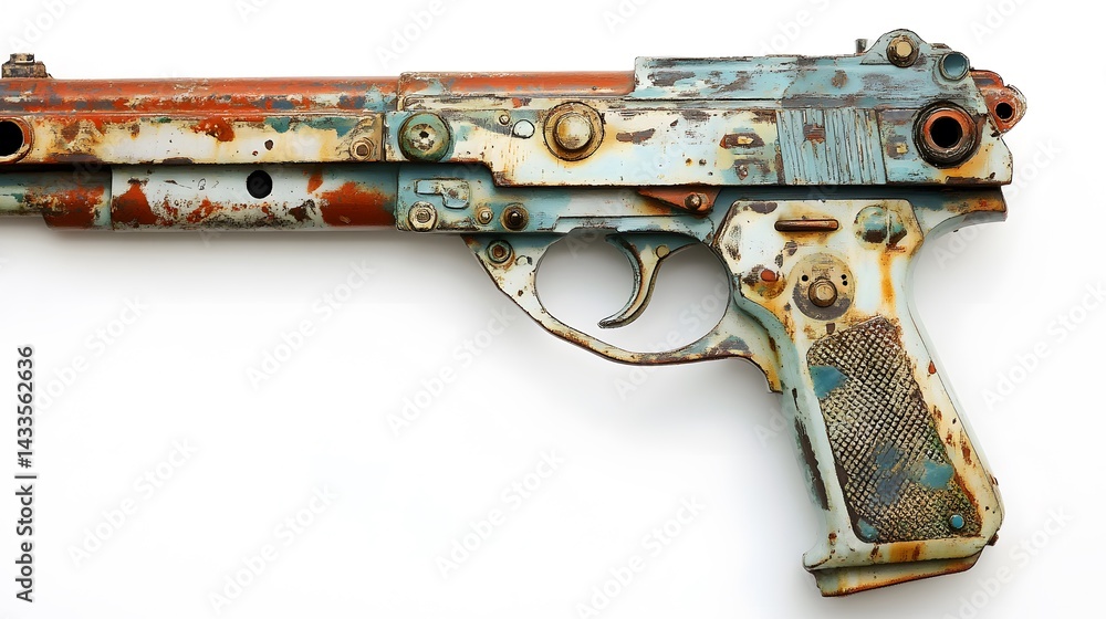 Rusty Handgun with White Background. (2)