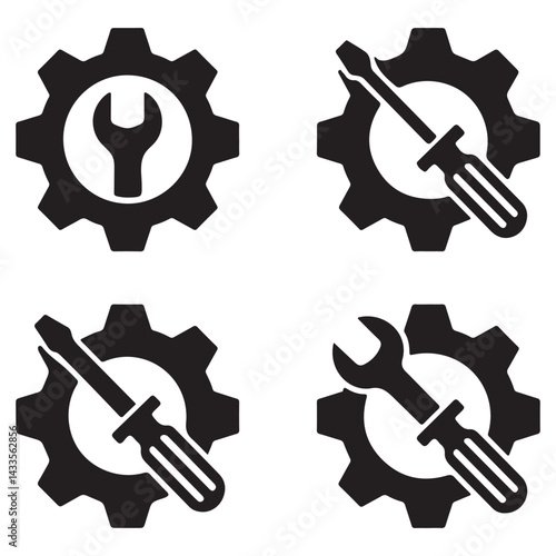 Set of Tools icon Vector illustration Wrench Key Tool Construction And Settings icon