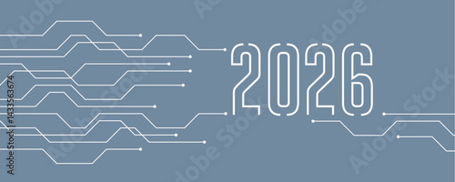 technology banner 2026 circuit board electronics digital vector illustration EPS10