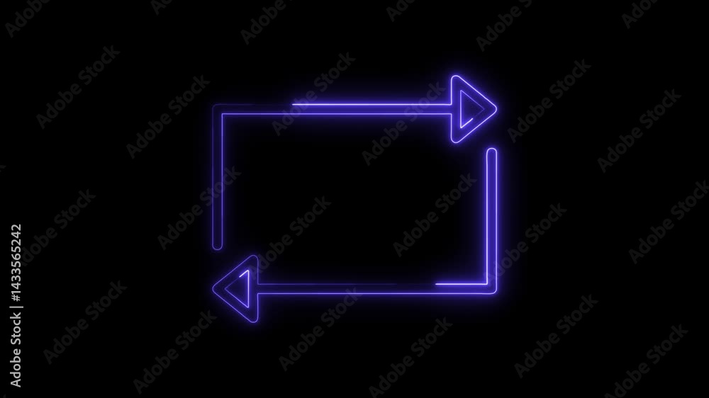 Repeat arrow neon sign animation on black background loop symbol Repeat arrow neon sign animation on black background loop symbol