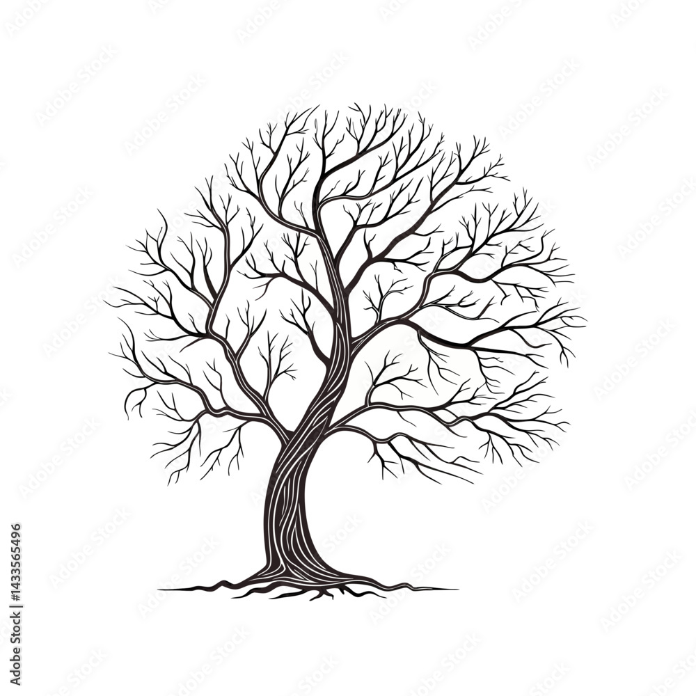 Obraz premium Stylized Tree Silhouette with Spreading Branches