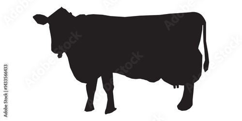 Cow graphic icon. Cow black silhouette isolated on white background. Vector illustration
