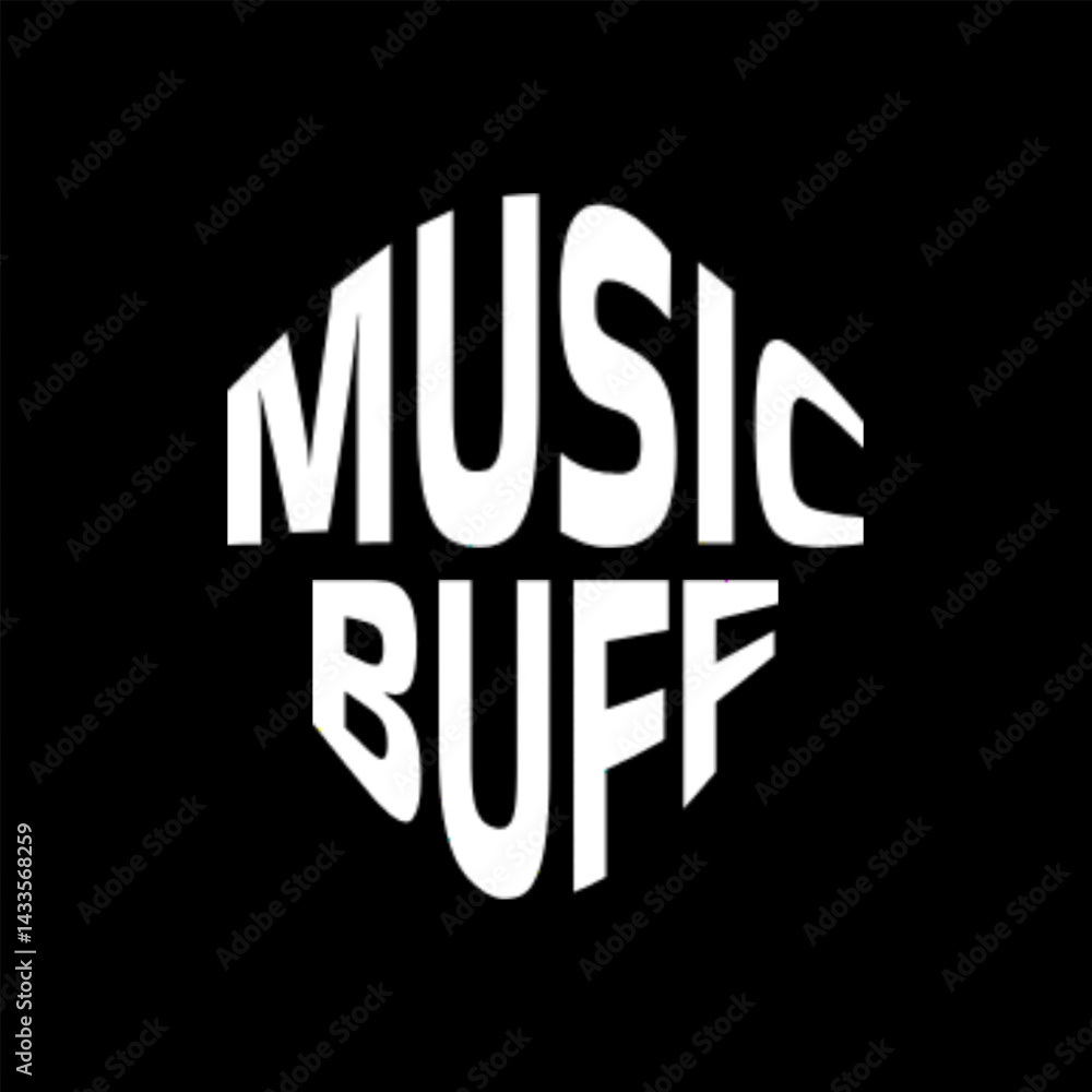 Obraz premium Vector text illustration for Music Buff.