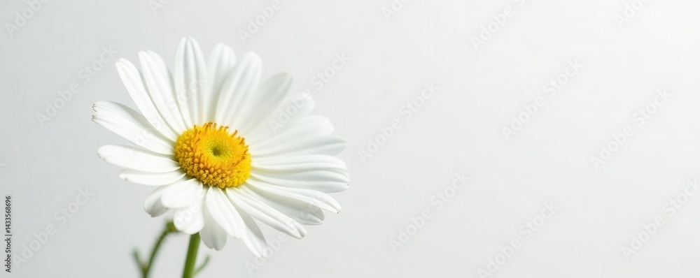 Fototapeta premium A pristine Marguerite daisy, showcasing its delicate structure and bright white petals on a clean, white background , plant, summer, white background