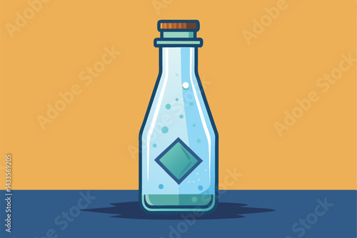 bottle of water on blue background