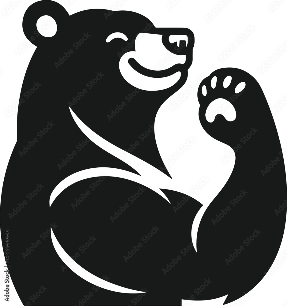 Obraz premium Black bear vector silhouette