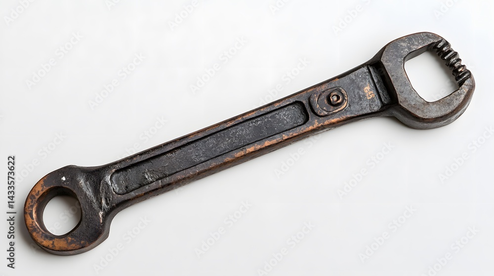 Antique Wrench with Isolated, and White Background. Antique Wrench with Isolated, and White Background.