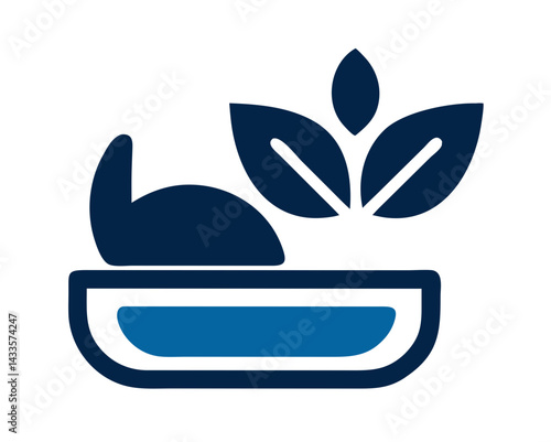 Plant-Based Diet Icon with Leaves in Minimalist Style  