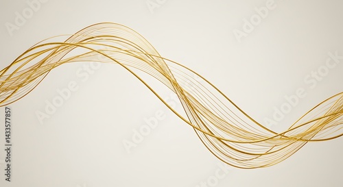Abstract golden wavy lines flowing across a light background creating a dynamic composition effect