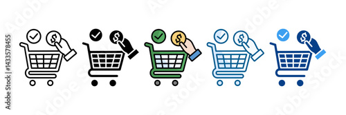 Cart Checkout Icon Set Multiple Style Collection