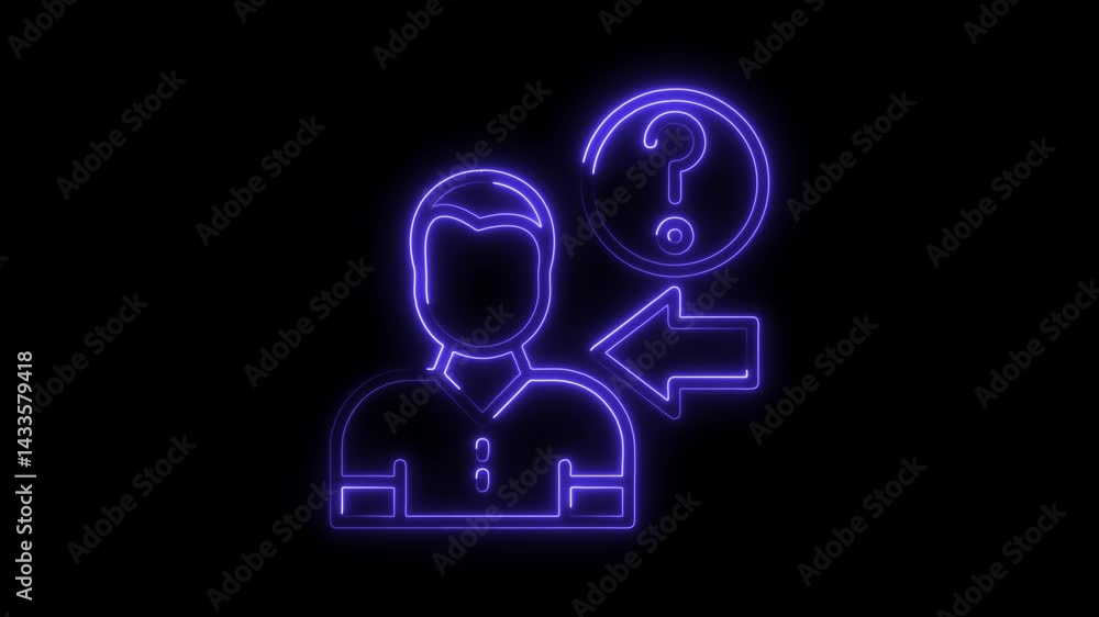 Neon sign icon representing customer support and help center assistance Neon sign icon representing customer support and help center assistance
