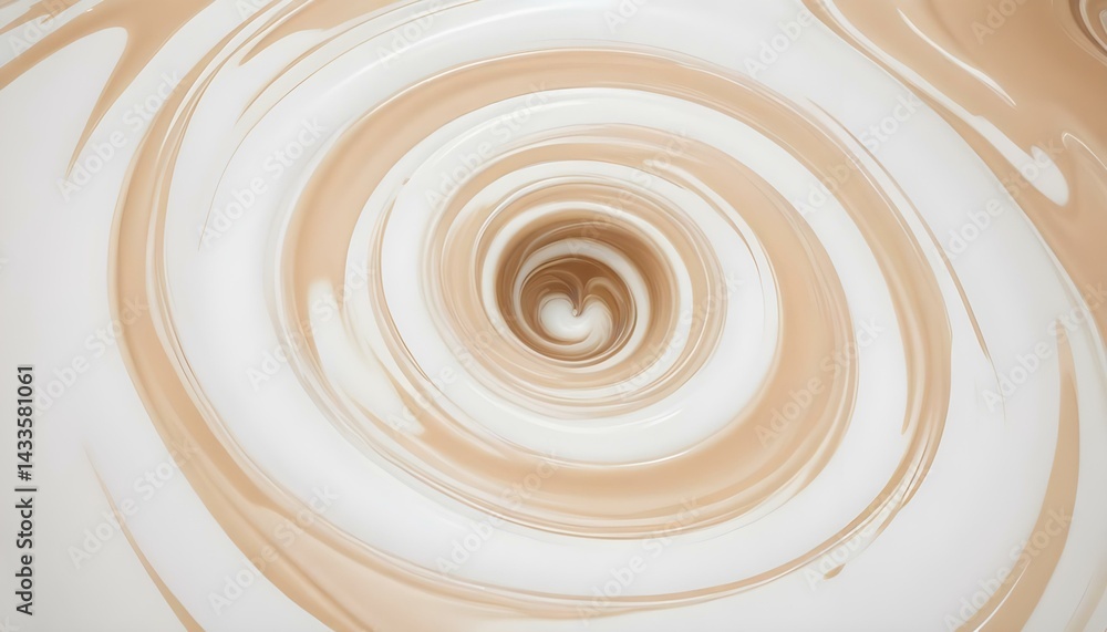 A captivating abstract spiral of creamy white and tan hues creating a dynamic visual. A captivating abstract spiral of creamy white and tan hues creating a dynamic visual.