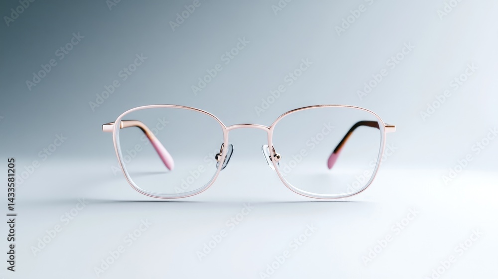 Fototapeta premium Elegant eyeglasses, light rose gold frame