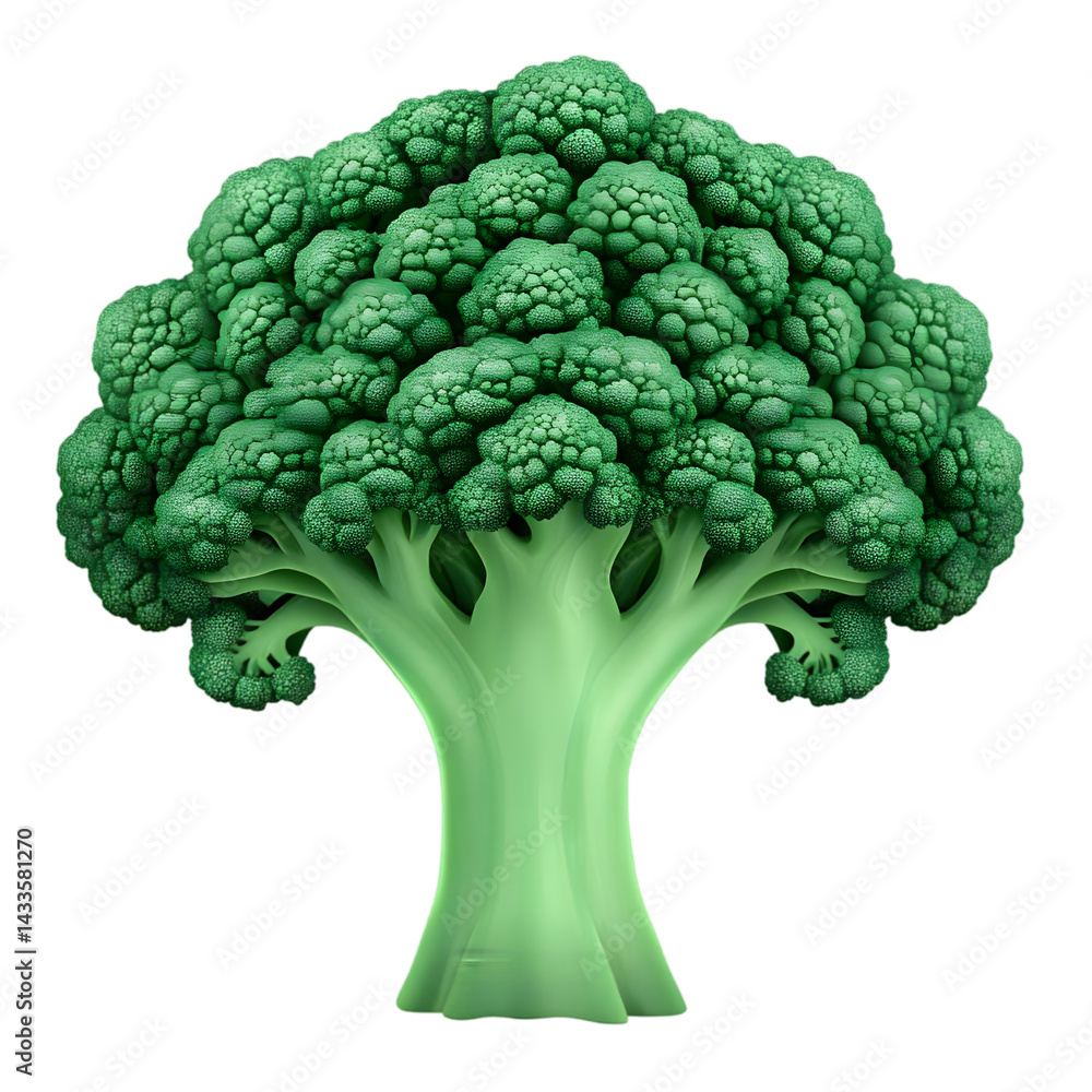 Realistic Broccoli Illustration With Green Tones Isolated On Black Background
