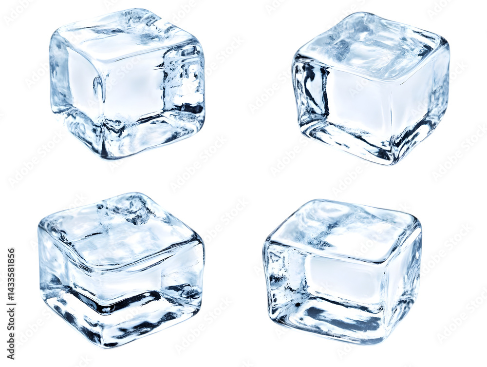 Realistic Ice Cubes Water Drink Refreshment Cold Illustration