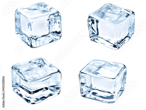 Obraz na płótnie Realistic Ice Cubes Water Drink Refreshment Cold Illustration w salonie