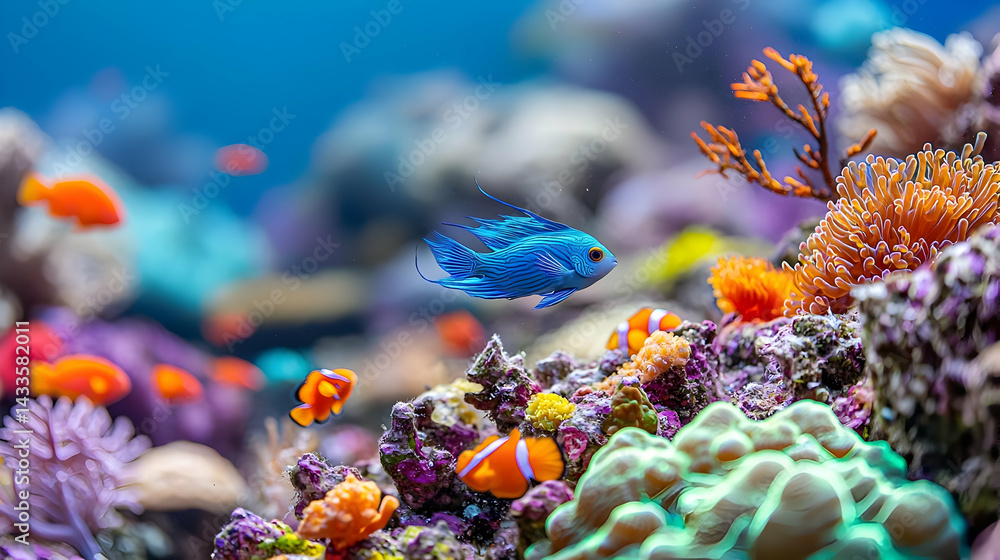 Fototapeta premium Vibrant Coral Reef Aquarium Fish Scene