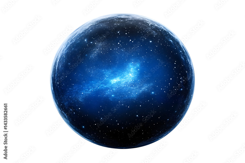Realistic Illustration of Galaxy Nebula Sphere Isolated on Transparent Background