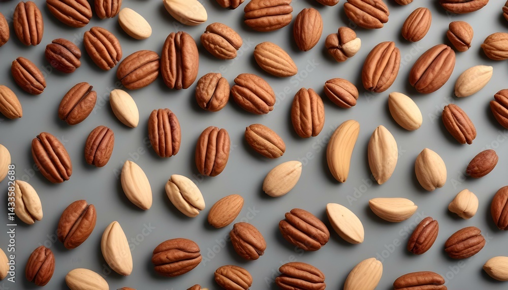 A mix of pecans, almonds, and pistachios creates an appetizing, natural snack on a neutral backdrop. A mix of pecans, almonds, and pistachios creates an appetizing, natural snack on a neutral backdrop.