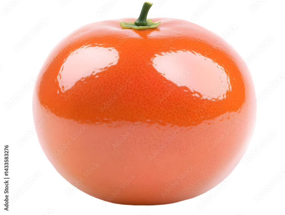 Realistic Image of a Single Grapefruit with Shiny Surface and Isolated on Transparent Background