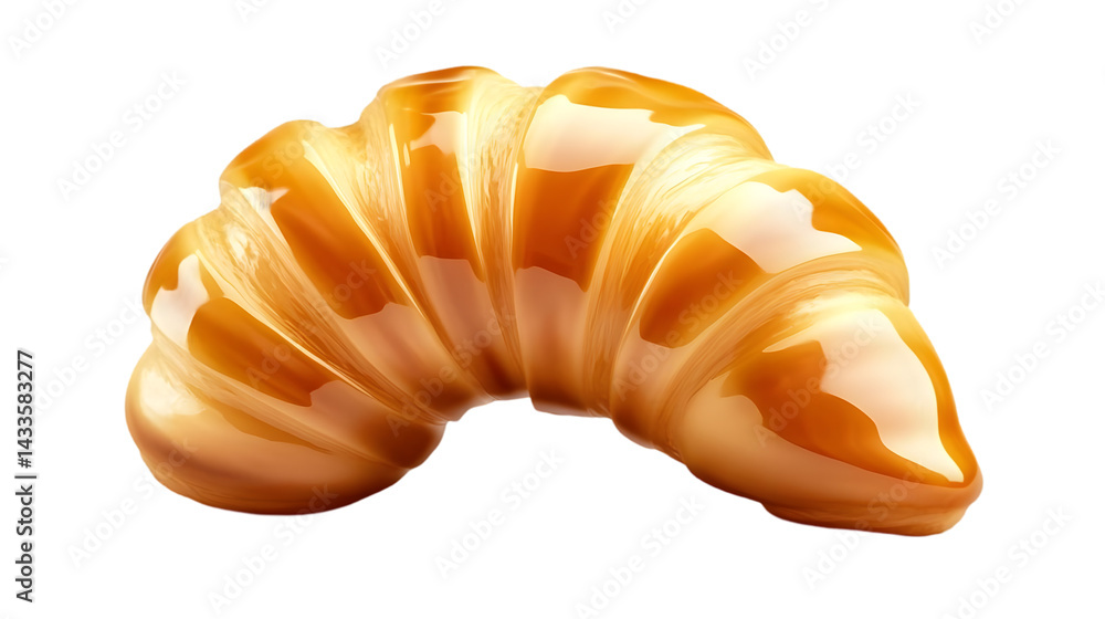 Realistic Image Of Golden Brown Baked Croissant Pastry Isolated On Transparent Background