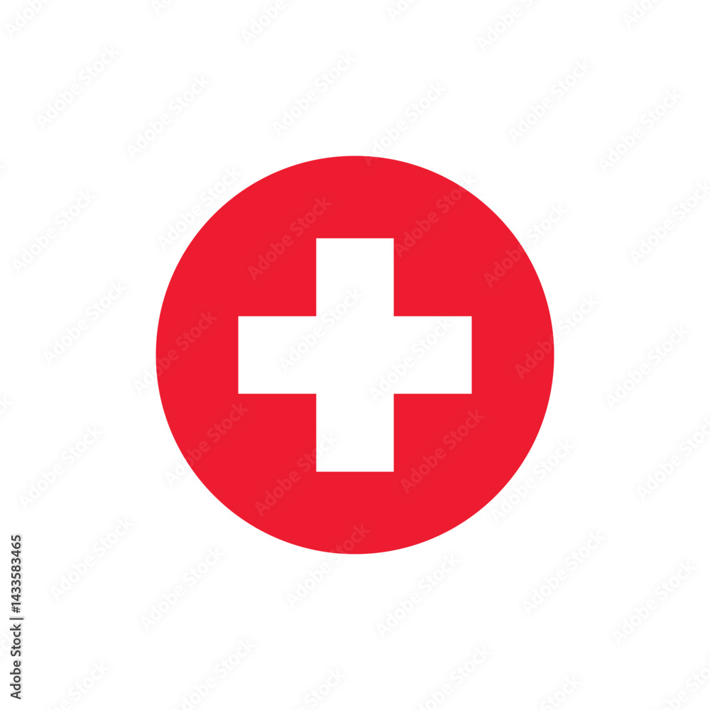 Red medical cross icon vector flat. Health care, emergency, hospital aid symbol design. Red medical cross icon vector flat. Health care, emergency, hospital aid symbol design.
