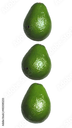 Obraz na płótnie Realistic Photo of Three Green Avocados Isolated on Transparent Background w salonie