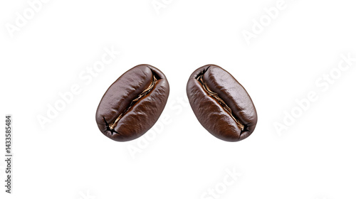 Obraz na płótnie Realistic Photo of Two Roasted Coffee Beans on a Transparent Background w salonie