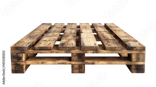 Vintage wooden pallet isolated, brown industrial texture, rustic shipping crate design element