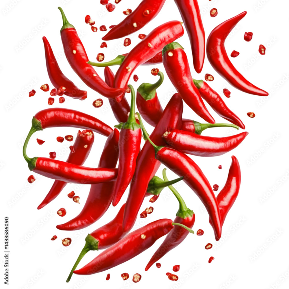 Red Chili Peppers Isolated Illustration on Transparent Background