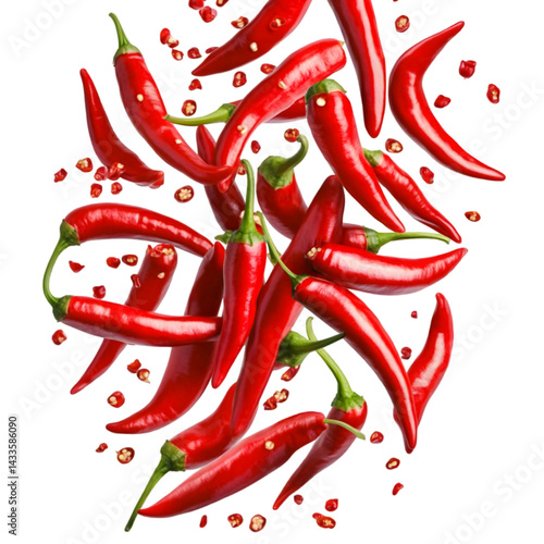 Obraz na płótnie Red Chili Peppers Isolated Illustration on Transparent Background w salonie