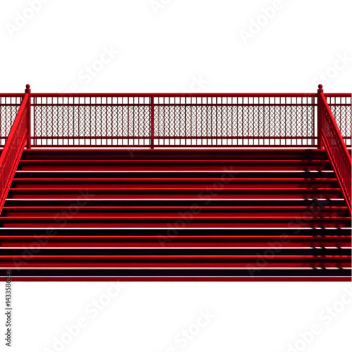 Obraz na płótnie Red Staircase Bridge Architecture Design Isolated Illustration on Black Background w salonie