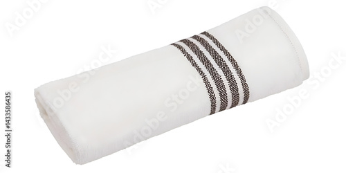Obraz na płótnie Rolled White Napkin With Brown Stripes Isolated On Transparent Background Photo w salonie