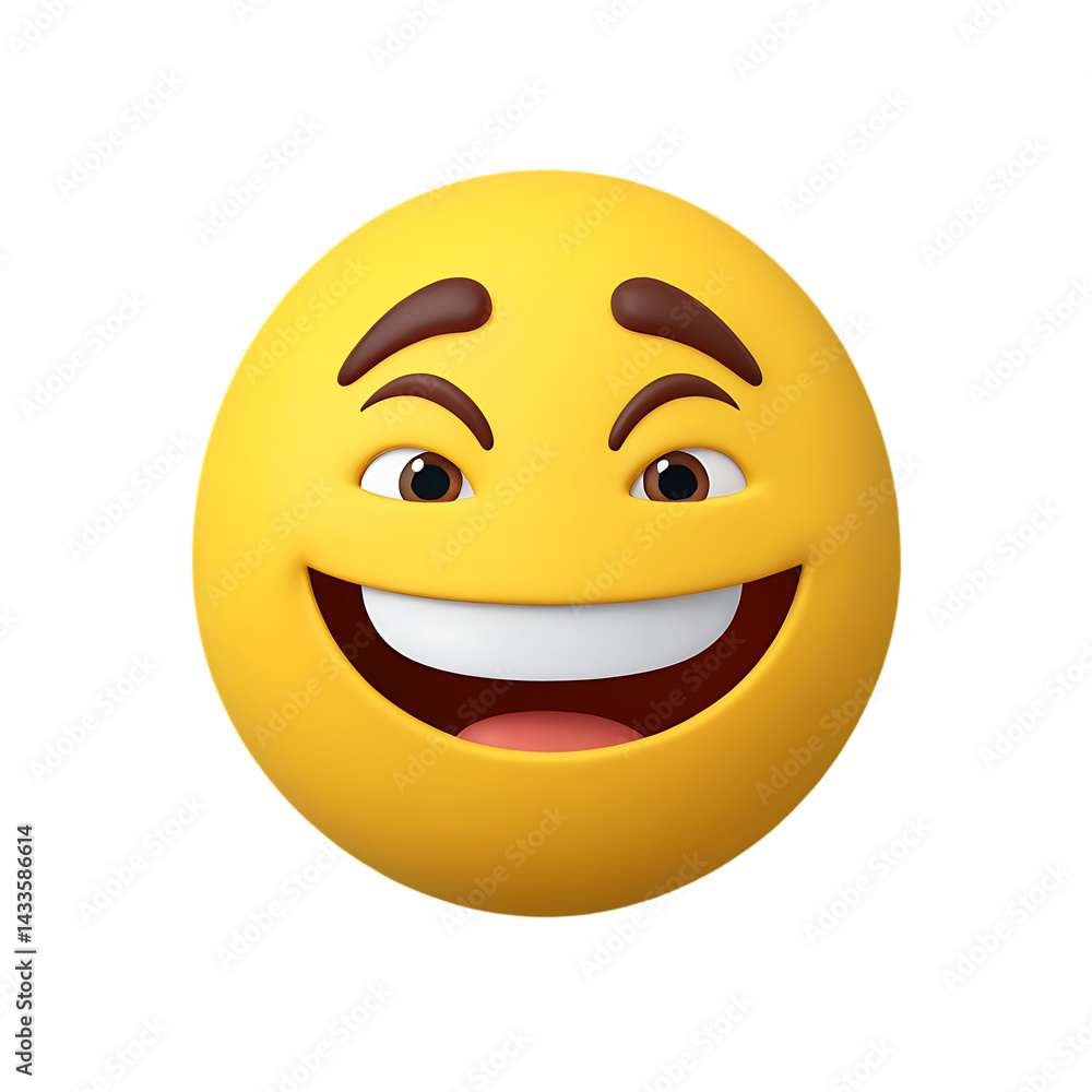 Fototapeta premium Realistic Emoji with Awkward Grimace and Shadowed Expression, Conveying a Sense of Discomfort