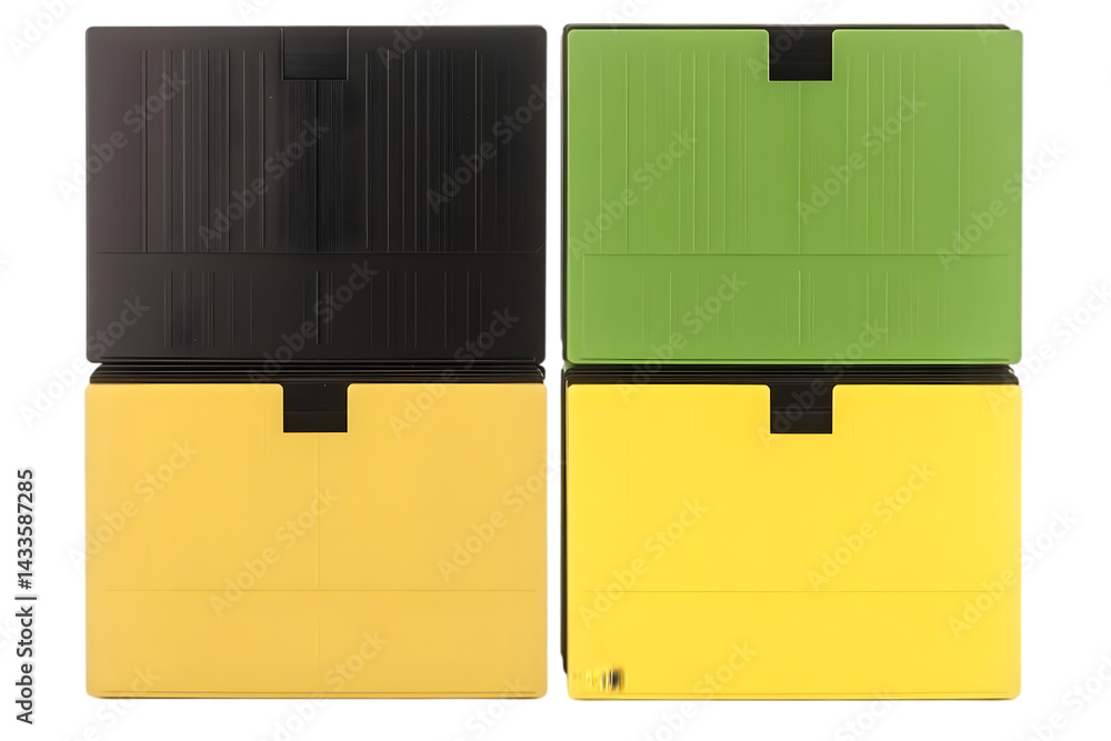 Stacked Colorful Boxes Arrangement Isolated On Transparent Background Illustration
