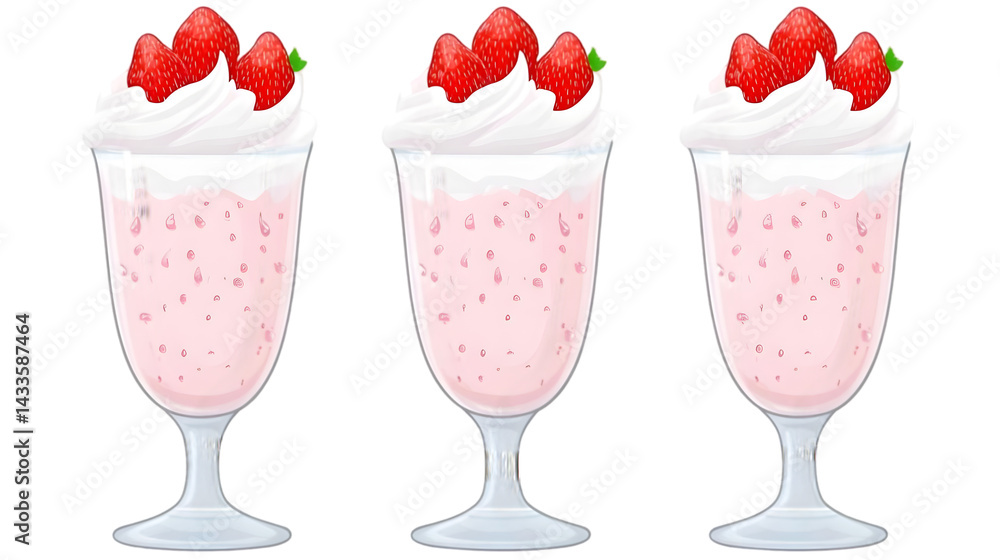 Strawberry Milkshakes Illustration in Transparent Isolated Background