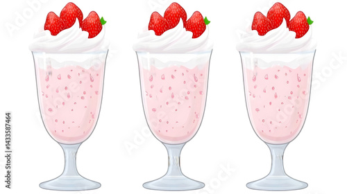Obraz na płótnie Strawberry Milkshakes Illustration in Transparent Isolated Background w salonie